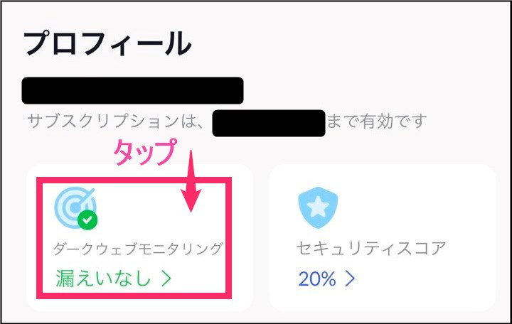 NordVPNダークウェブモニタリング (iphone)